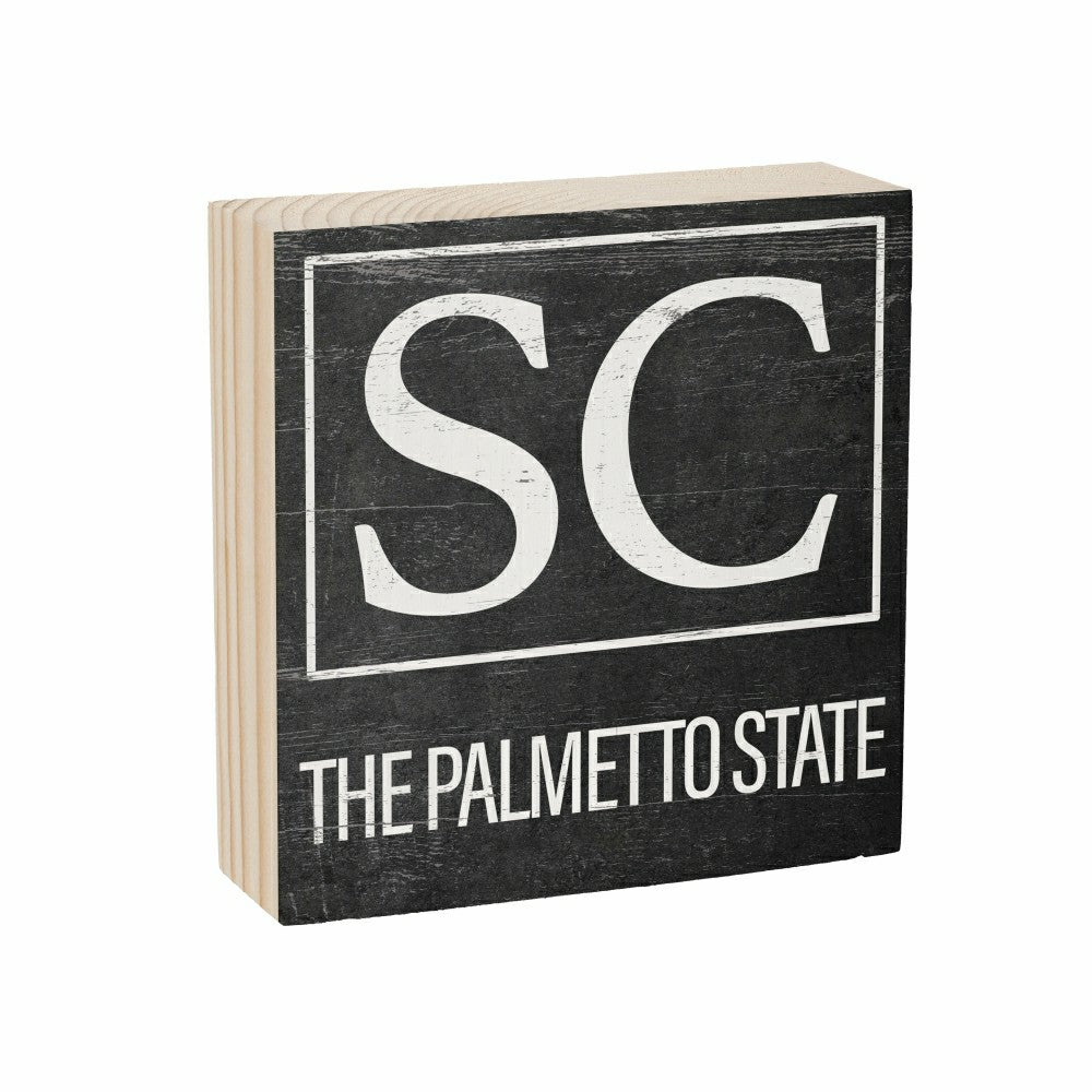 Plow & Hearth State Sign Wood Block South Carolina 6"x6"