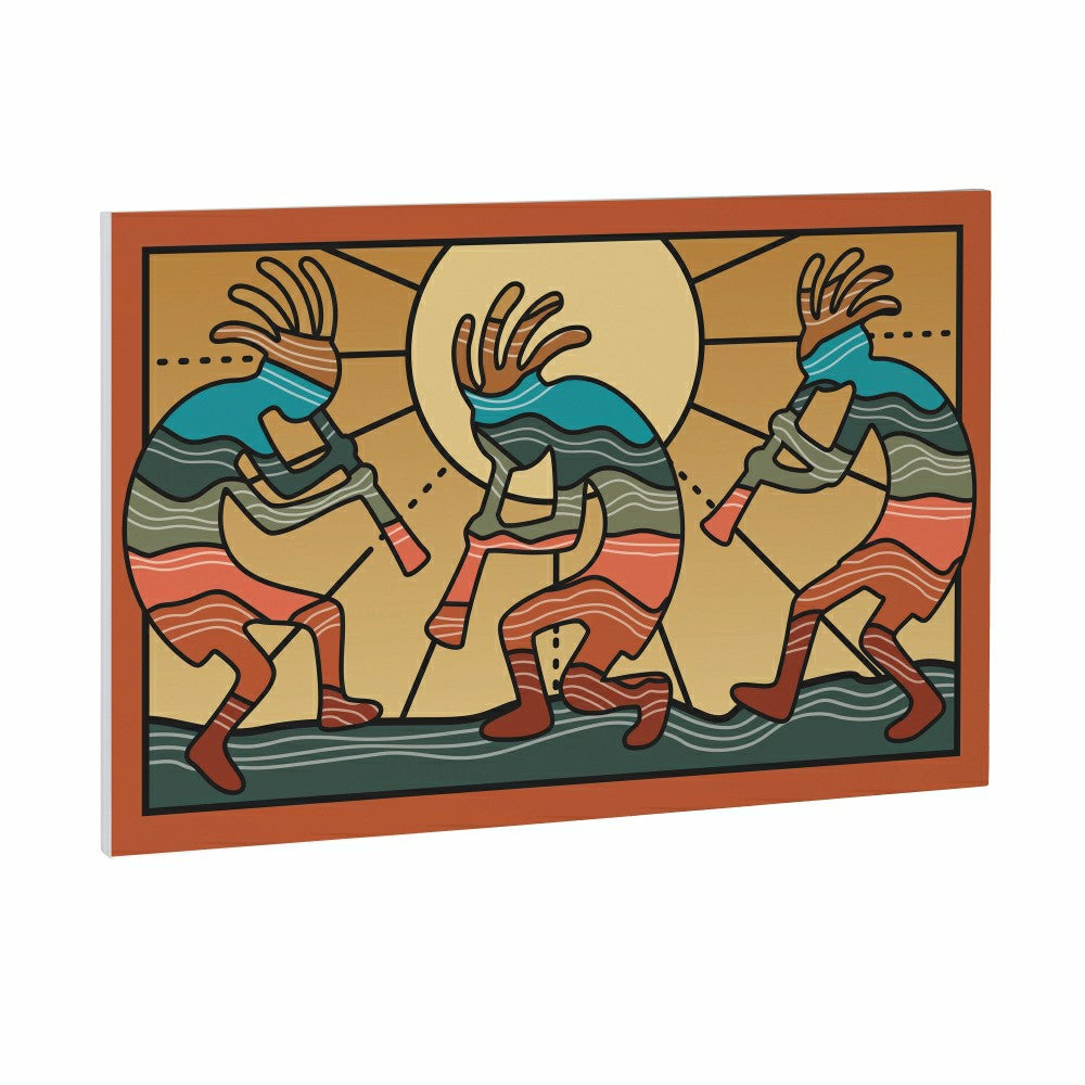 Plow & Hearth Southwest Sunrise Indoor Wall Décor, Wood, Kokopelli Trio, 24"x16"