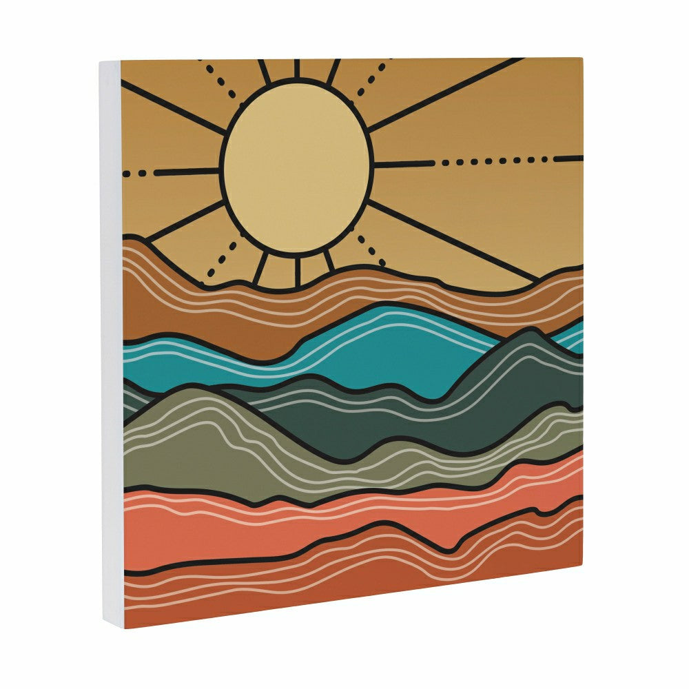 Plow & Hearth Southwest Sunrise Indoor Wall Décor, Wood, Landscape, 12"x12"