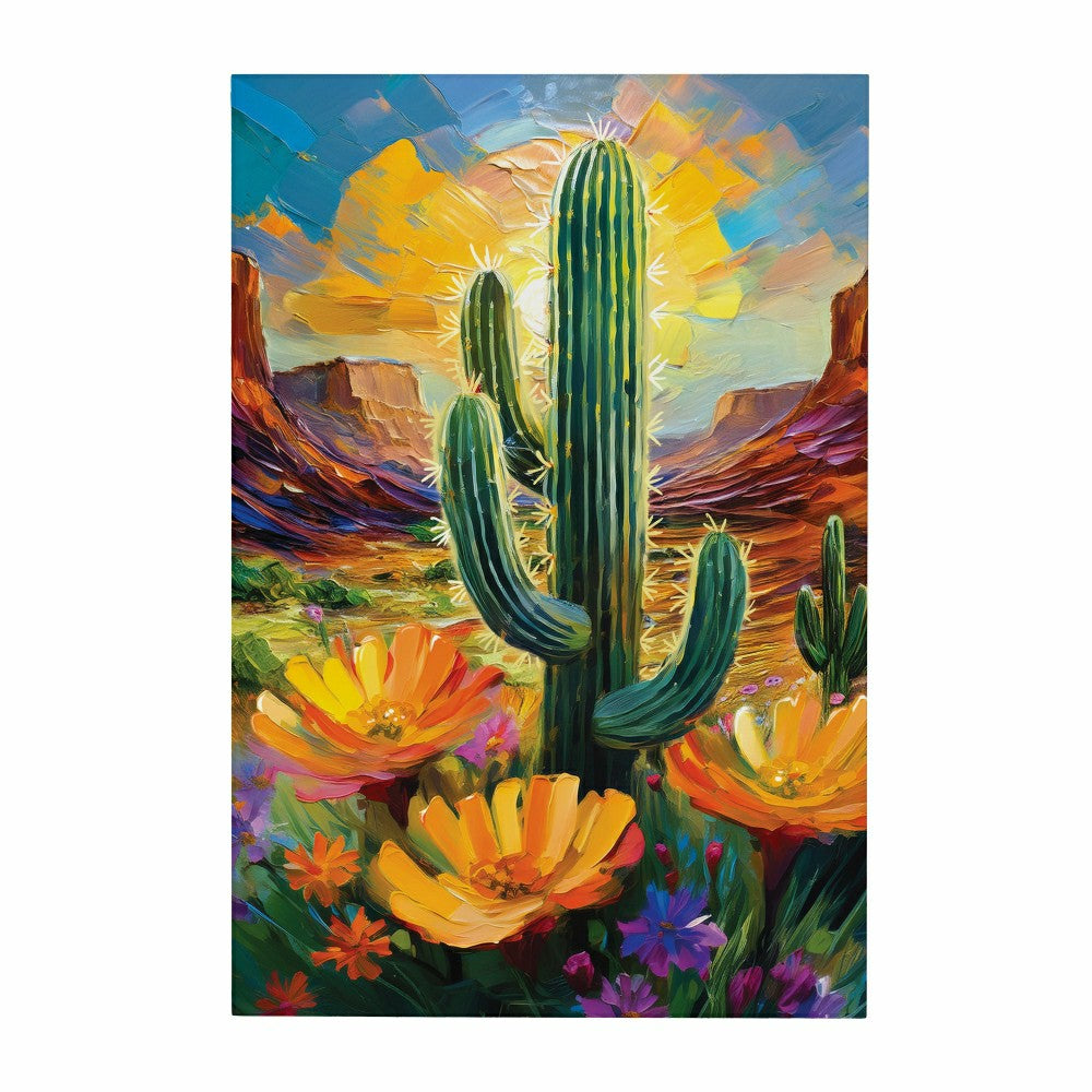Plow & Hearth Southwest Pueblo Indoor Wall Décor, Wood, Desert Flower and Cactus, 24