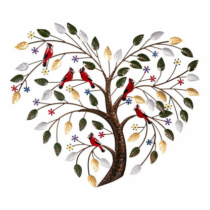 Plow & Hearth Cardinal Heart Tree Metal Wall Art