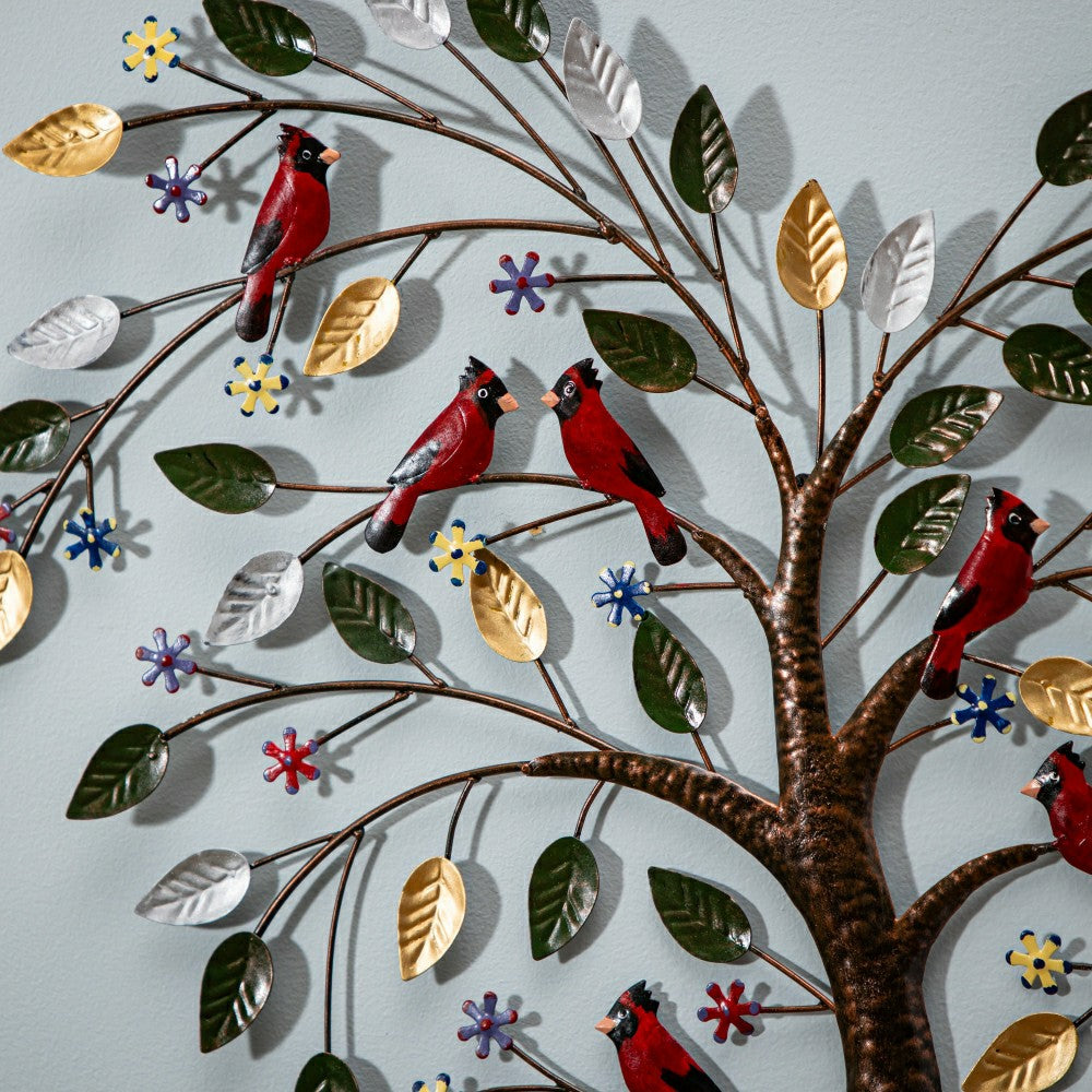 Plow & Hearth Cardinal Heart Tree Metal Wall Art