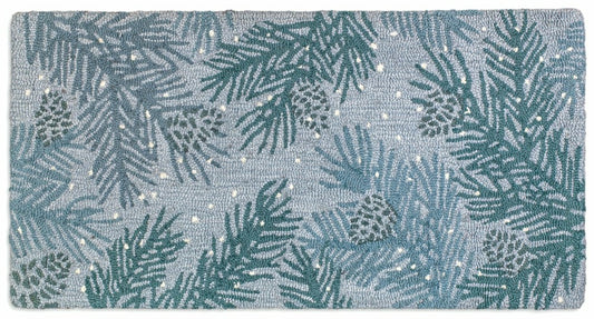 Plow & Hearth Sage Pinecone Hooked Wool Rug