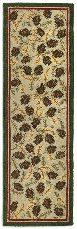 Plow & Hearth Northwoods Cones Hooked Wool Rug