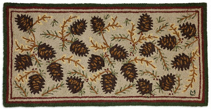 Plow & Hearth Northwoods Cones Hooked Wool Rug