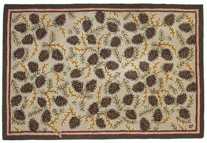 Plow & Hearth Northwoods Cones Hooked Wool Rug