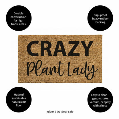 Plow & Hearth Crazy Plant Lady Coir Mat