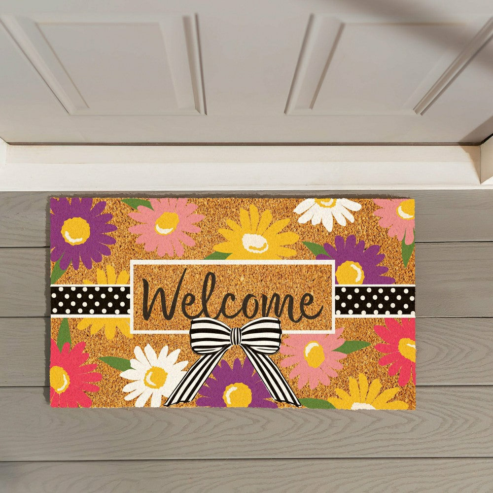Plow & Hearth Daisy Bow Bouquet Coir Mat