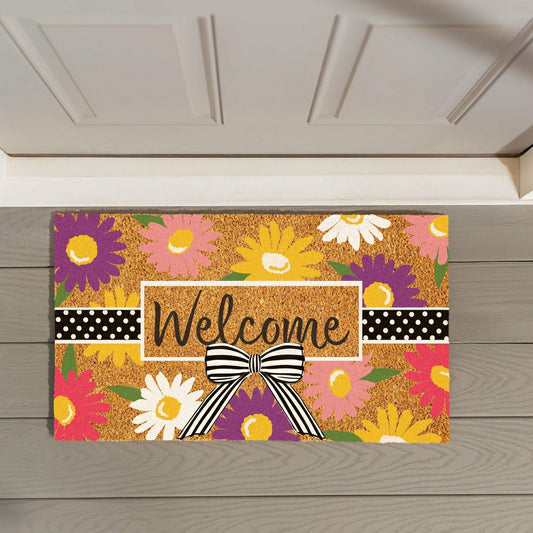 Plow & Hearth Daisy Bow Bouquet Coir Mat