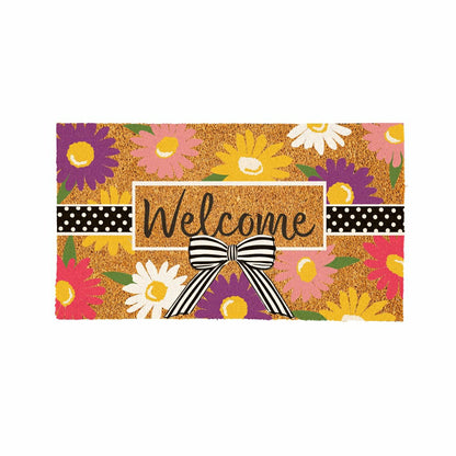 Plow & Hearth Daisy Bow Bouquet Coir Mat