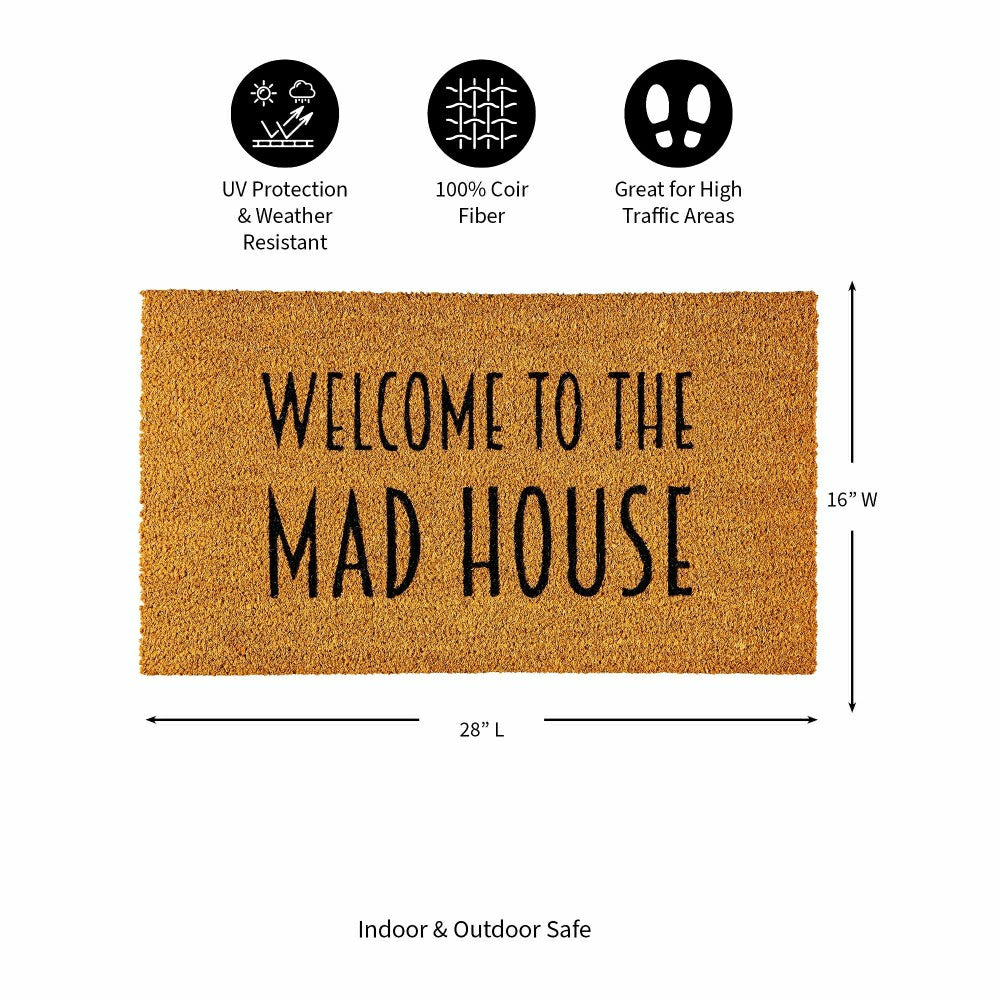 Plow & Hearth Welcome to the Mad House Coir Mat