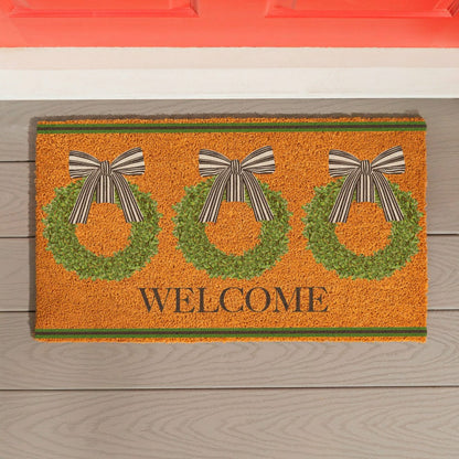 Plow & Hearth Boxwood Wreaths Coir Mat