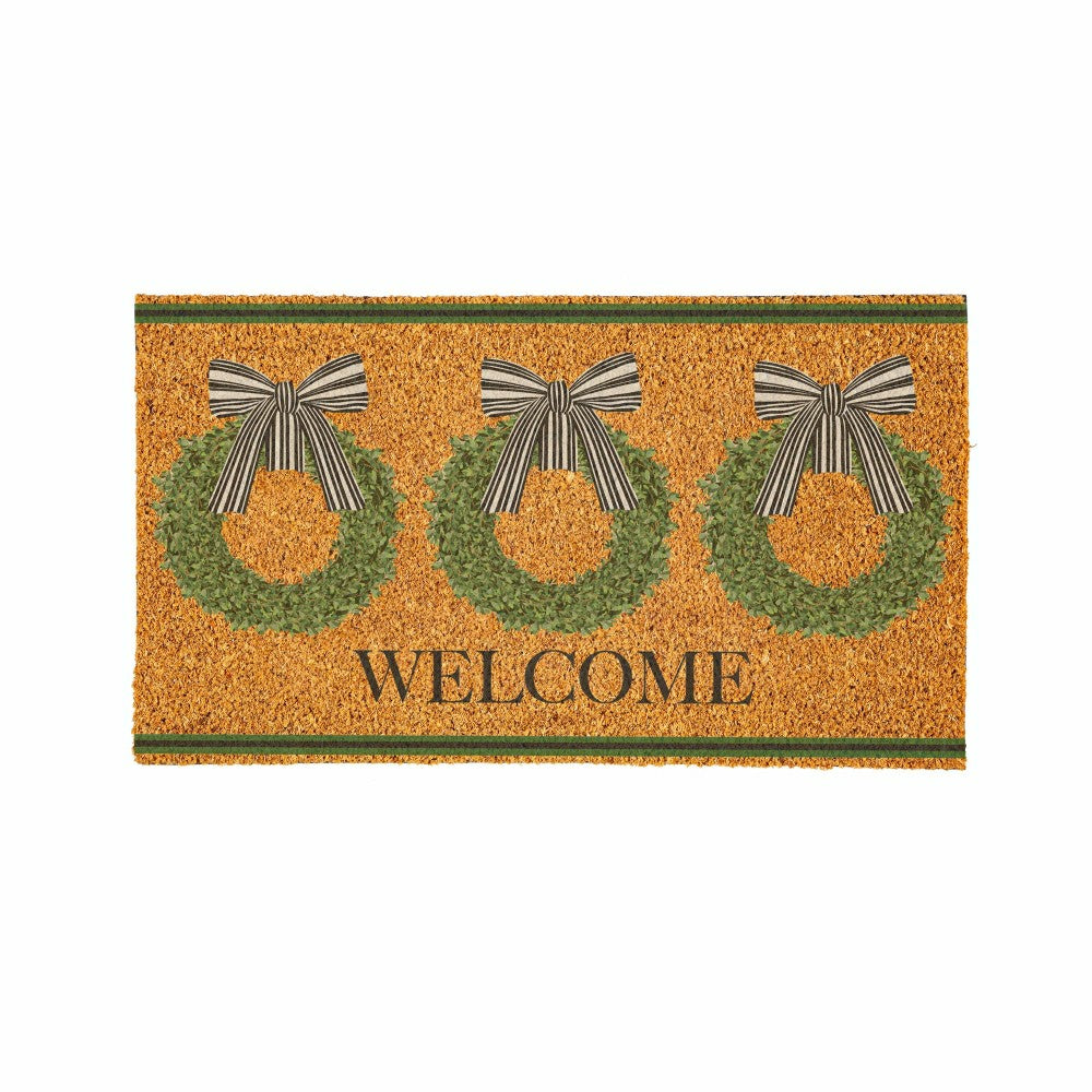 Plow & Hearth Boxwood Wreaths Coir Mat