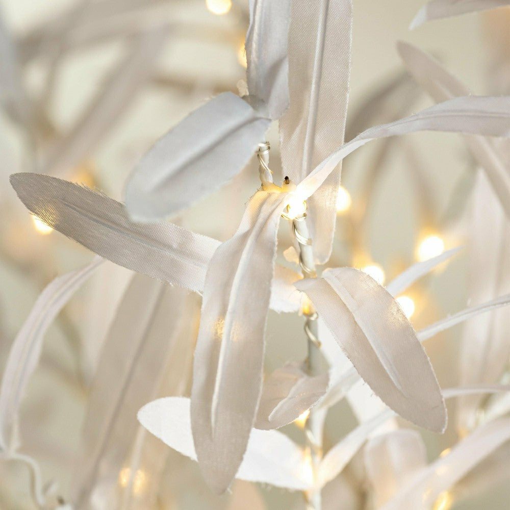 Plow & Hearth 7' Lit Faux Olive Tree, White