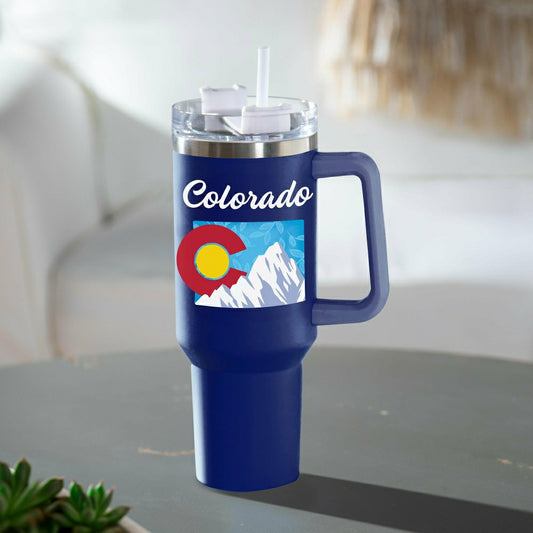 Plow & Hearth Double Wall Stainless Steel Canyon Cup w/ Straw, 40oz, Gift Box