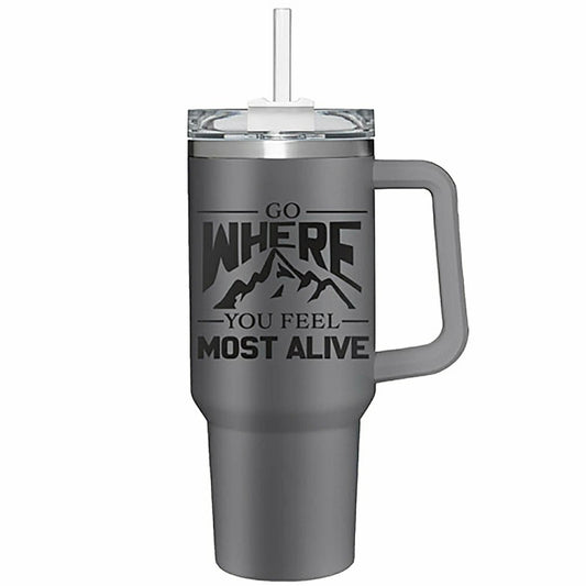 Plow & Hearth Go Where You Feel Most Alive Canyon Cup, Double Wall Stainless Steel w