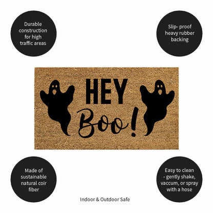 Plow & Hearth Hey Boo! Coir Doormat, 28"x16"