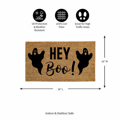 Plow & Hearth Hey Boo! Coir Doormat, 28"x16"