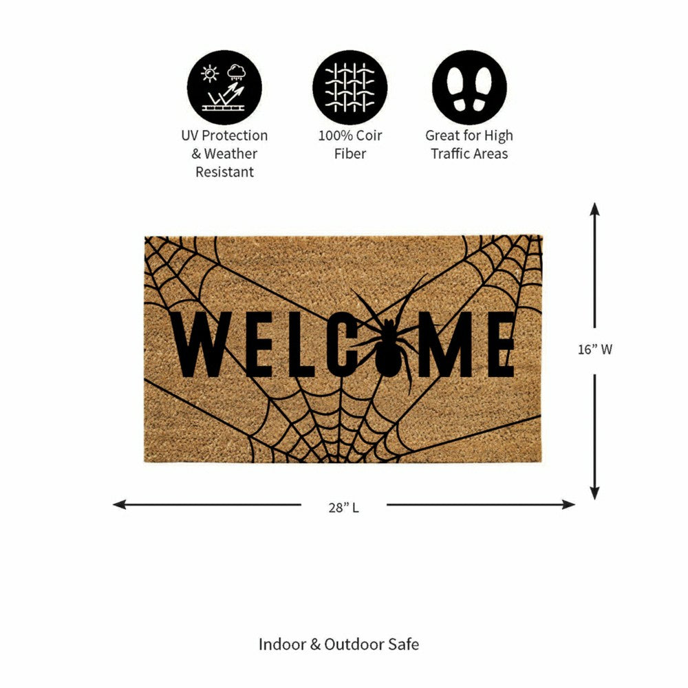 Plow & Hearth Spider Welcome Coir Doormat, 28"x16"