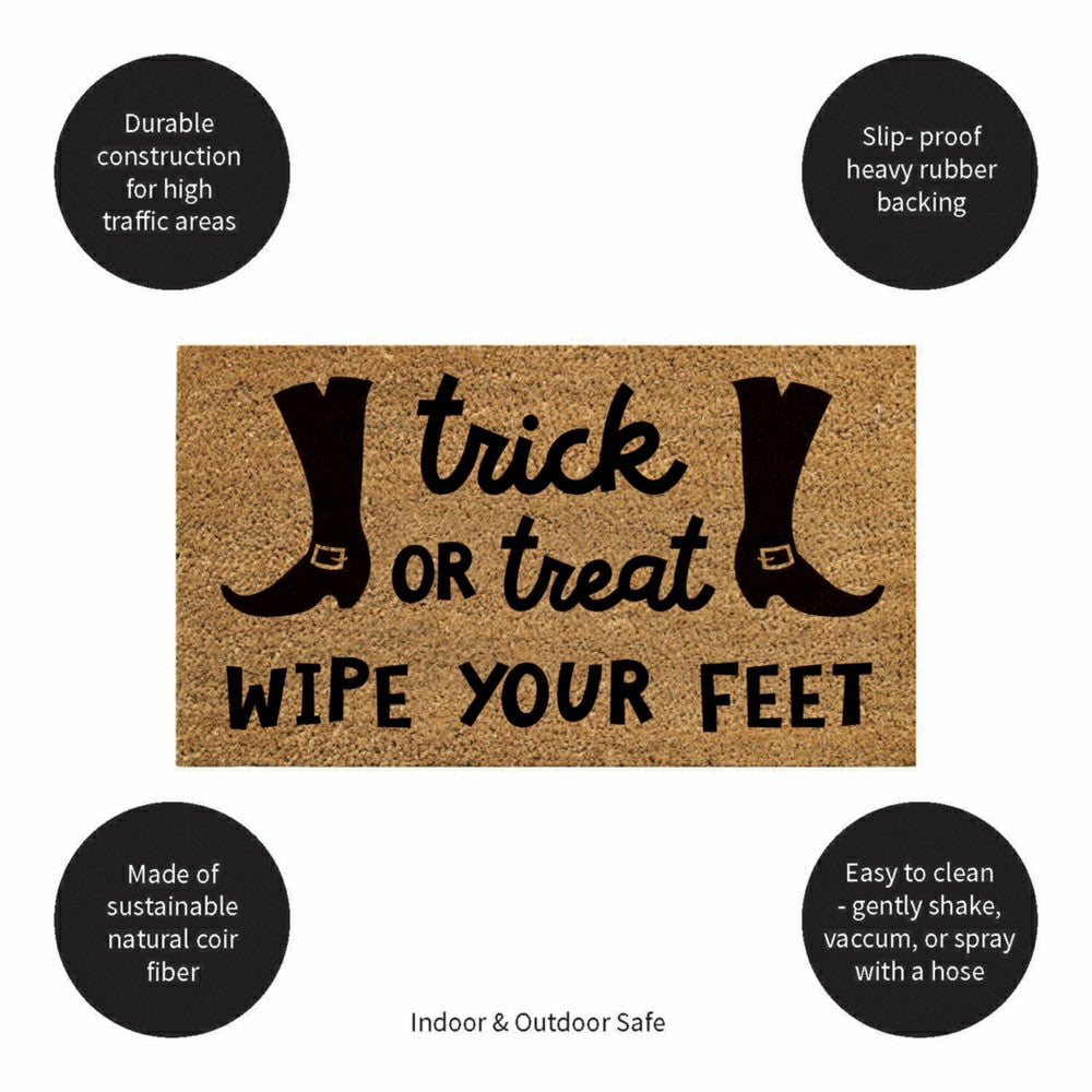 Plow & Hearth Trick or Treat Wipe Your Feet Coir Doormat, 28"x16"
