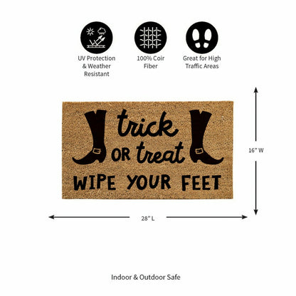 Plow & Hearth Trick or Treat Wipe Your Feet Coir Doormat, 28"x16"