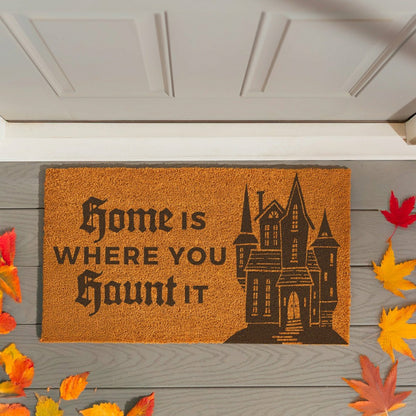Plow & Hearth HALLOWEEN Coir Mat, "Home is WHERE YOU Haunt IT", 28"x16"