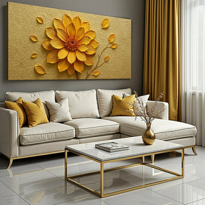Plow & Hearth Golden Dandelion Minimalist Abstract Wall Art