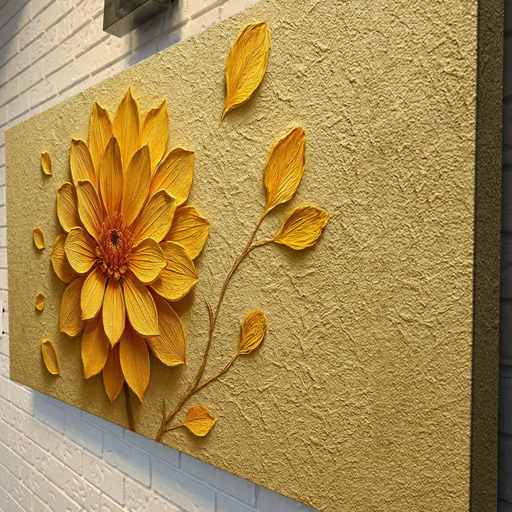Plow & Hearth Golden Dandelion Minimalist Abstract Wall Art