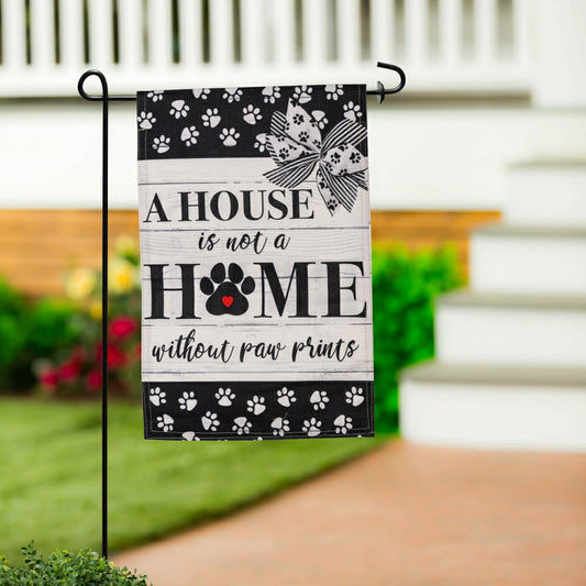 Plow & Hearth Paw Prints Garden Burlap Flag