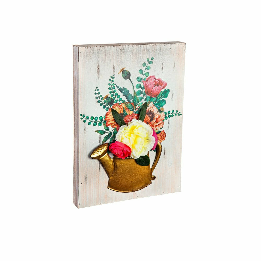 Plow & Hearth Floral Watering Can Wall Art