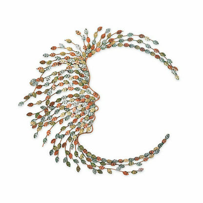 Plow & Hearth Handcrafted Metal Multi-Colored Willow Branch Moon Face Wall Art