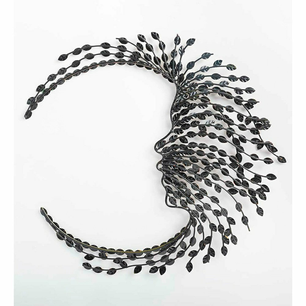 Plow & Hearth Handcrafted Metal Multi-Colored Willow Branch Moon Face Wall Art