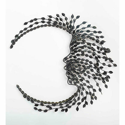 Plow & Hearth Handcrafted Metal Multi-Colored Willow Branch Moon Face Wall Art