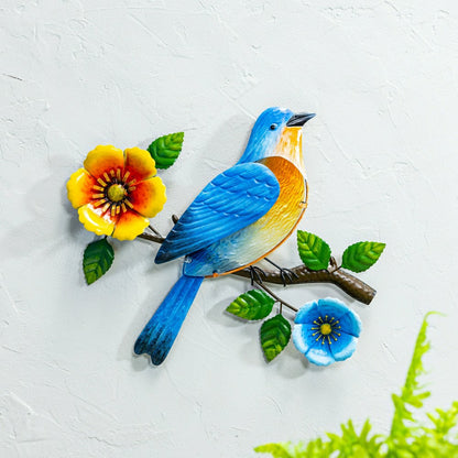 Plow & Hearth What She Shed Indoor Wall Decor, Metal & Glass, Bird on Branch Wall Ar