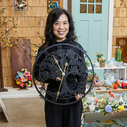 Plow & Hearth Petal & Plow Indoor Wall Decor, Metal, Tree Outdoor Clock, 20"