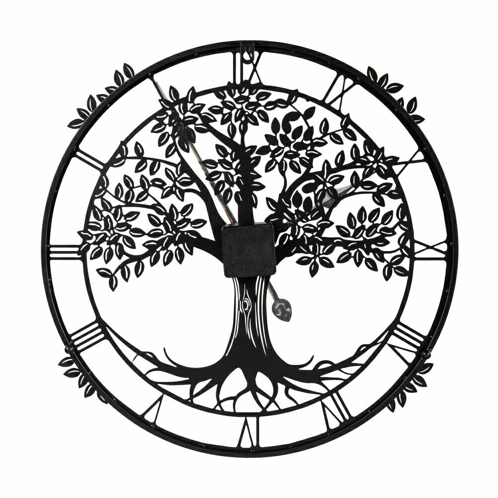 Plow & Hearth Petal & Plow Indoor Wall Decor, Metal, Tree Outdoor Clock, 20"