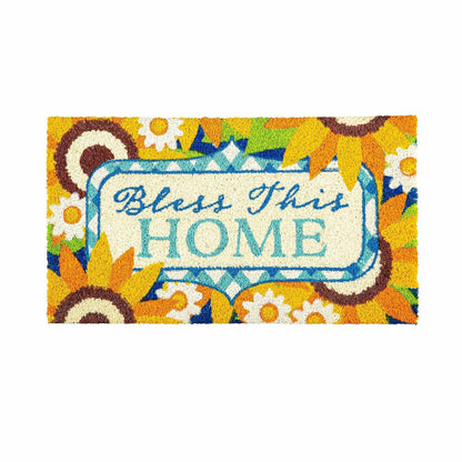 Plow & Hearth Bless this Home Sunflowers Coir Mat