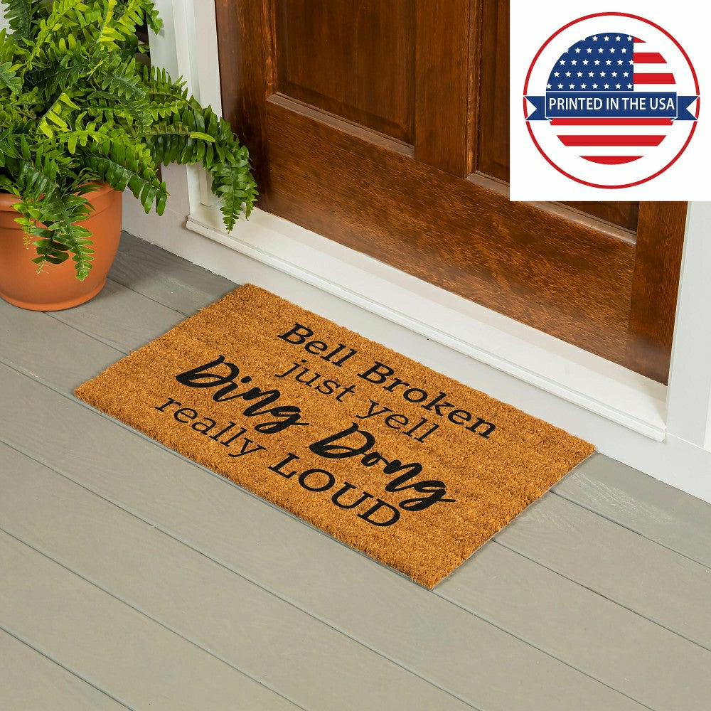 Plow & Hearth Ding Dong Coir Mat