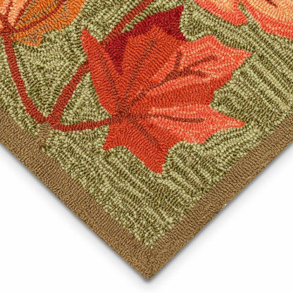 Plow & Hearth Indoor/Outdoor Falling Leaves Border Rug, 3'6" x 5'6"