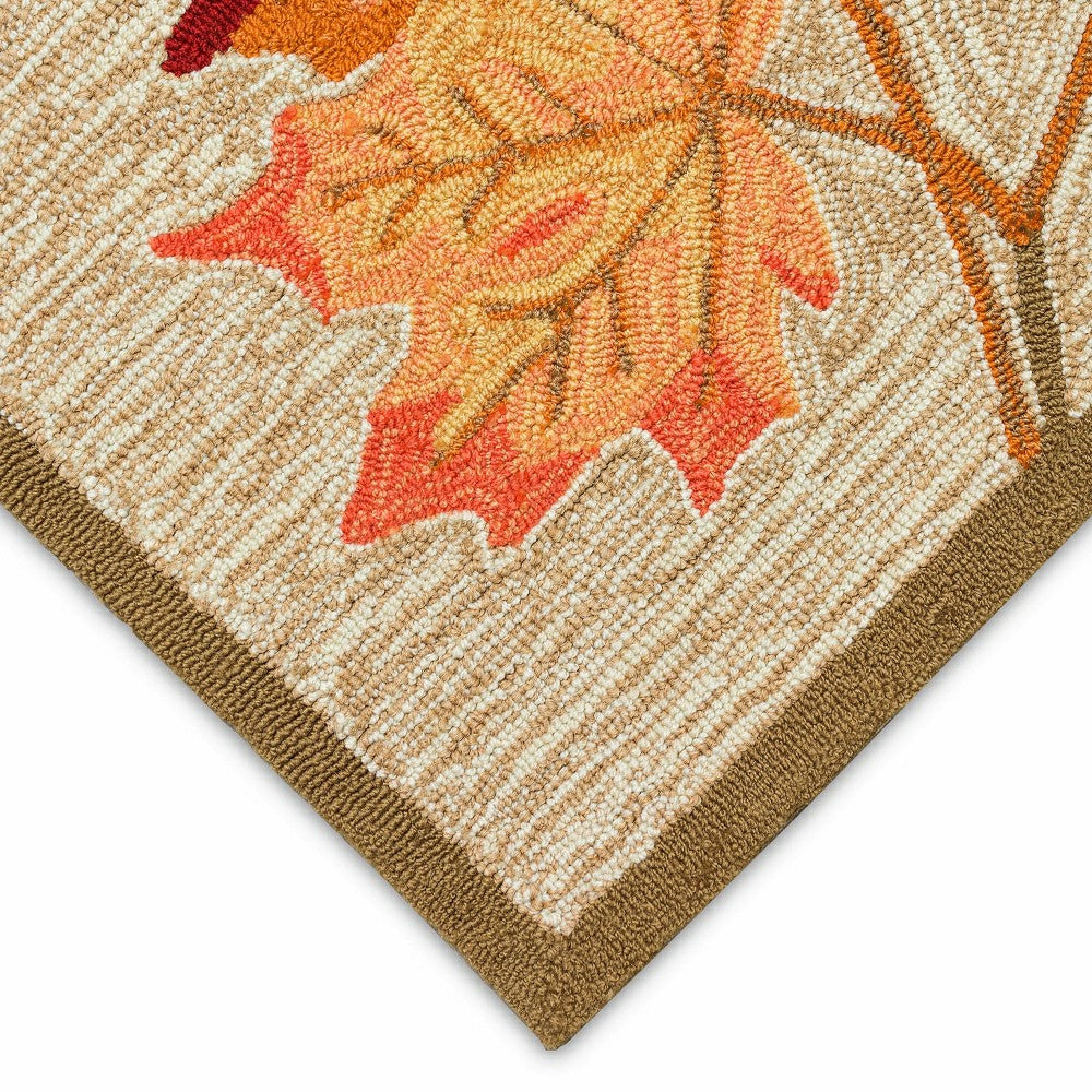 Plow & Hearth Indoor/Outdoor Falling Leaves Border Rug, 3'6" x 5'6"