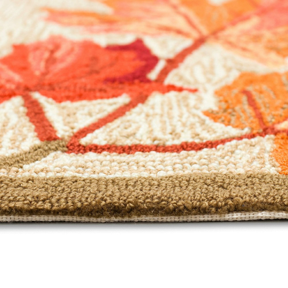 Plow & Hearth Indoor/Outdoor Falling Leaves Border Rug, 3'6" x 5'6"