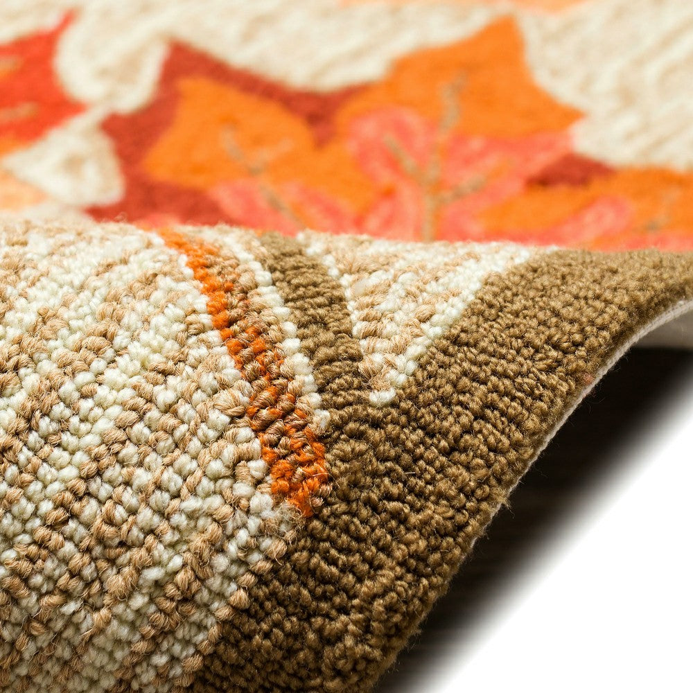 Plow & Hearth Indoor/Outdoor Falling Leaves Border Rug, 3'6" x 5'6"