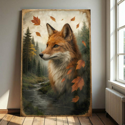 Plow & Hearth Autumn Fox Double Exposure Wall Art