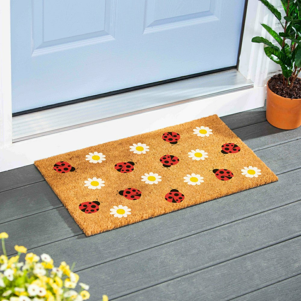 Plow & Hearth EG Studio Home Coordinates Roses Coir Mat, 28x16"