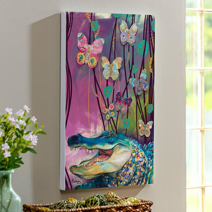 Plow & Hearth Seaside Retreat Indoor Wood Wall Décor, Alligator, 24"x16"