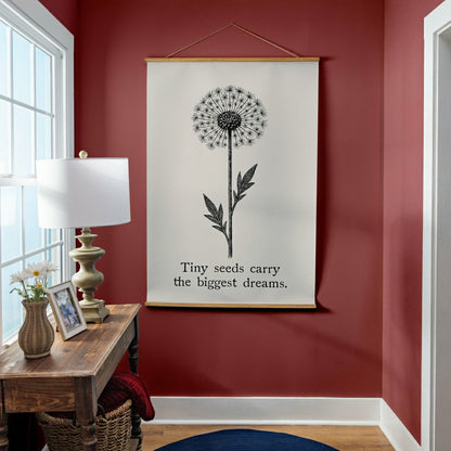 Plow & Hearth Heart of the Home Indoor Wall Décor Canvas Tapestry, Tiny Seeds Carry