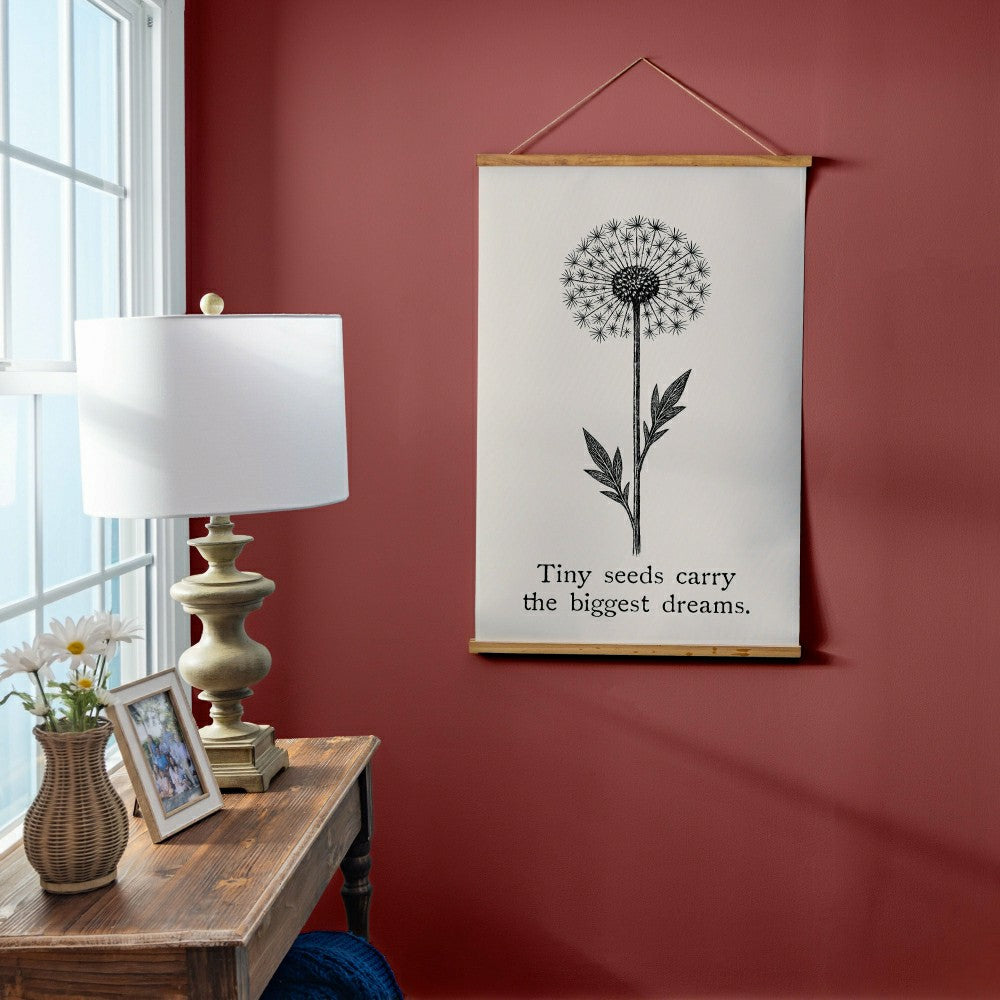 Plow & Hearth Heart of the Home Indoor Wall Décor Canvas Tapestry, Tiny Seeds Carry