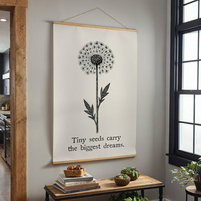 Plow & Hearth Heart of the Home Indoor Wall Décor Canvas Tapestry, Tiny Seeds Carry