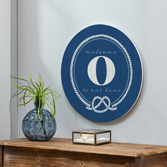 Plow & Hearth Coastal Door Décor Monogram Blue 18" O