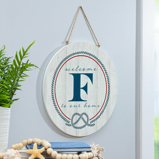 Plow & Hearth Coastal Door Décor Monogram White 18" F